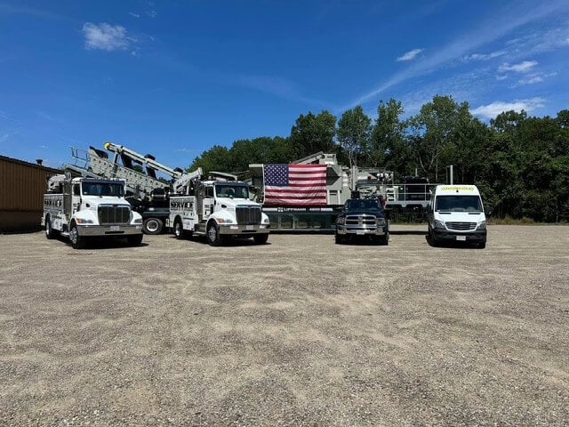 Parts and Service Trucks with American Flag